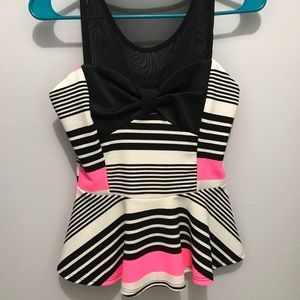 NWOT pink and black striped shirt